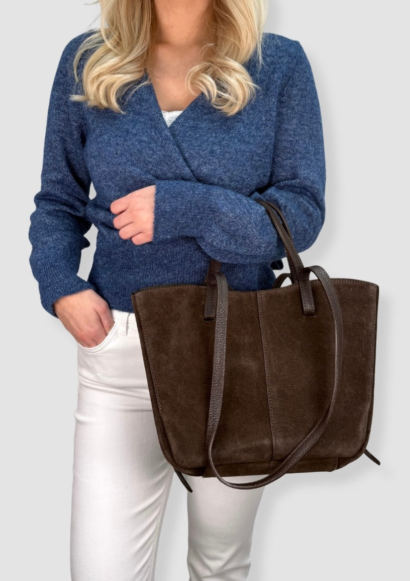 Rania suede totebag Dark brown