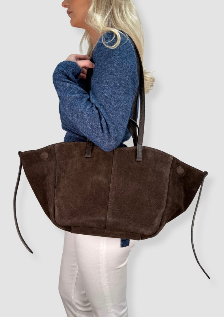 Rania suede totebag Dark brown