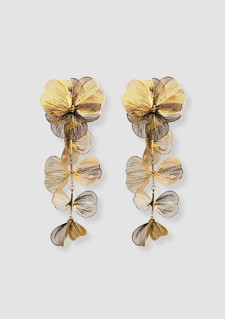Filigran big flowers earrings Gold