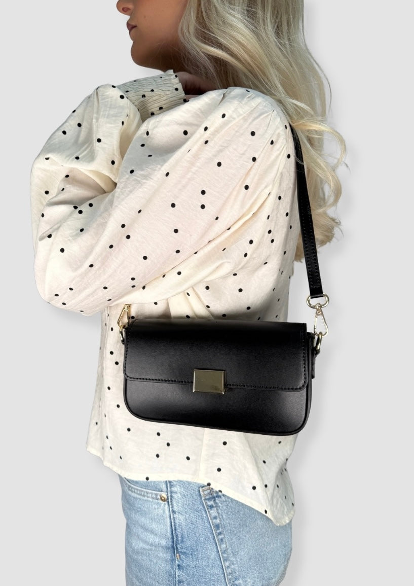 Rosy leather bag Black