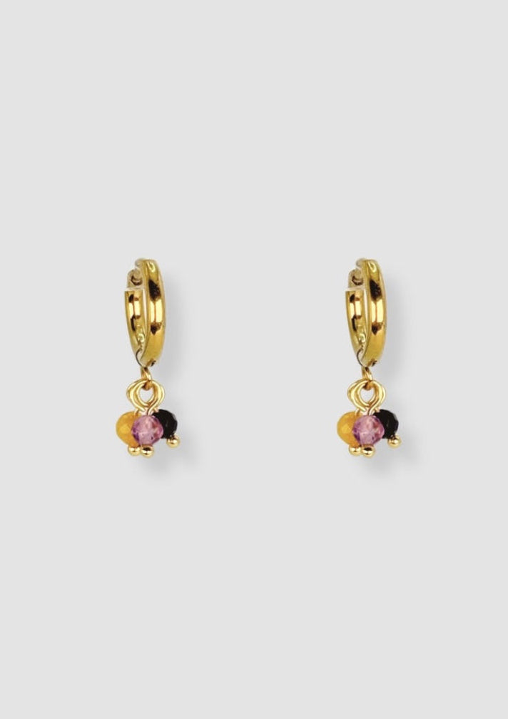 Mini hoop with stones earrings gold Yellow mix