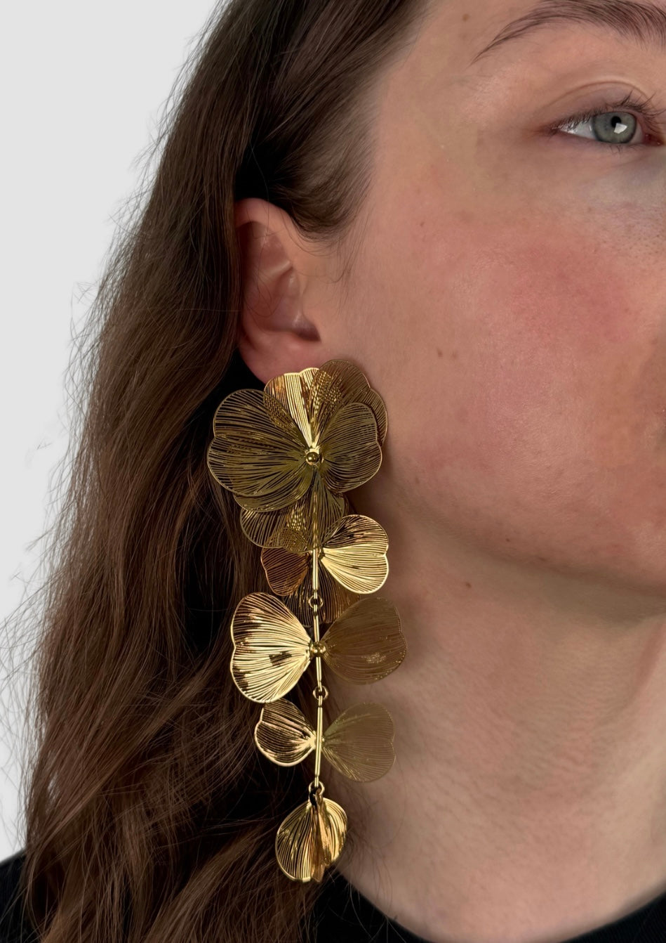 Filigran big flowers earrings Gold