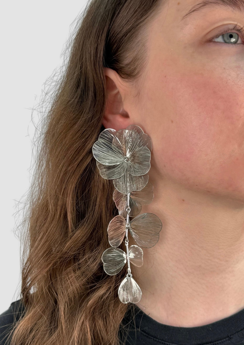Filigran big flowers earrings Silver