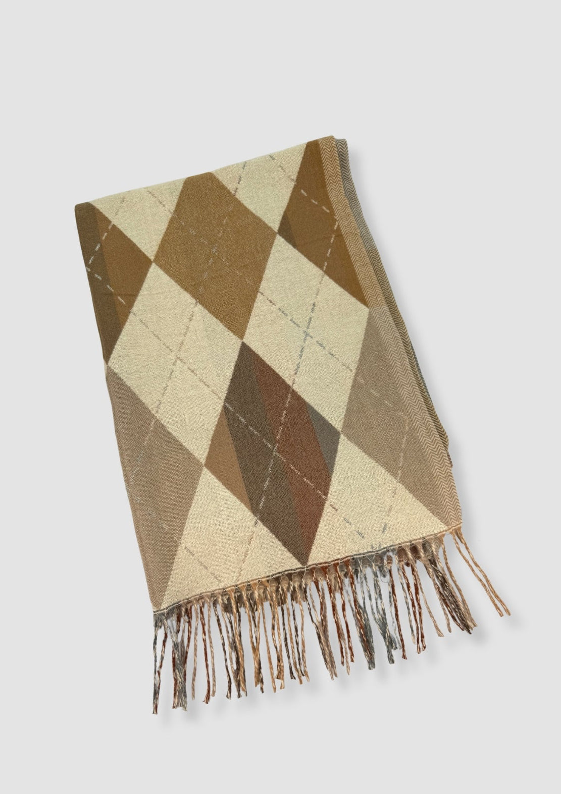 Argyle fringe scarf Beige