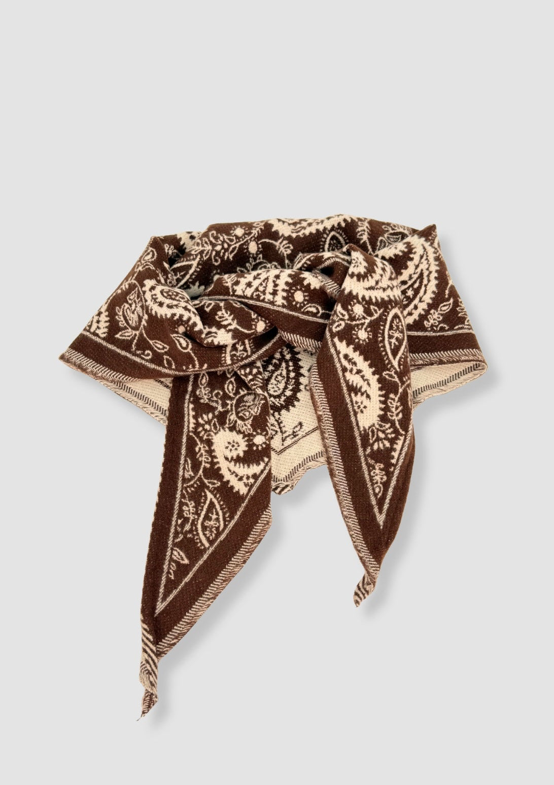 Paisley triangle scarf Brown