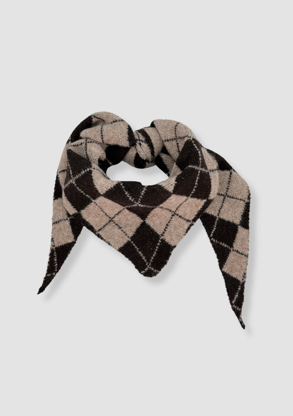 Argyle triangle scarf Brown