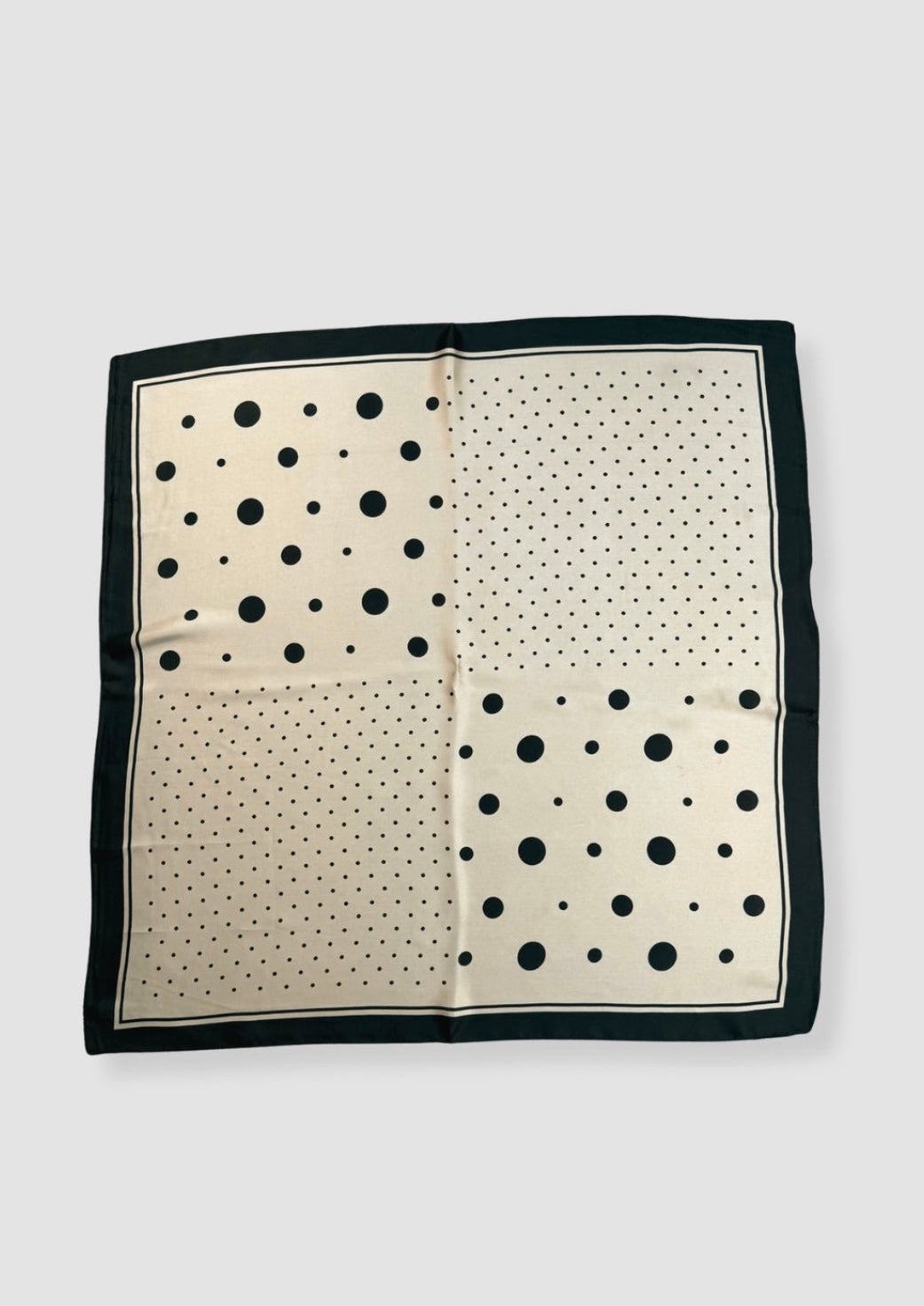 Beige with black dots satin scarf