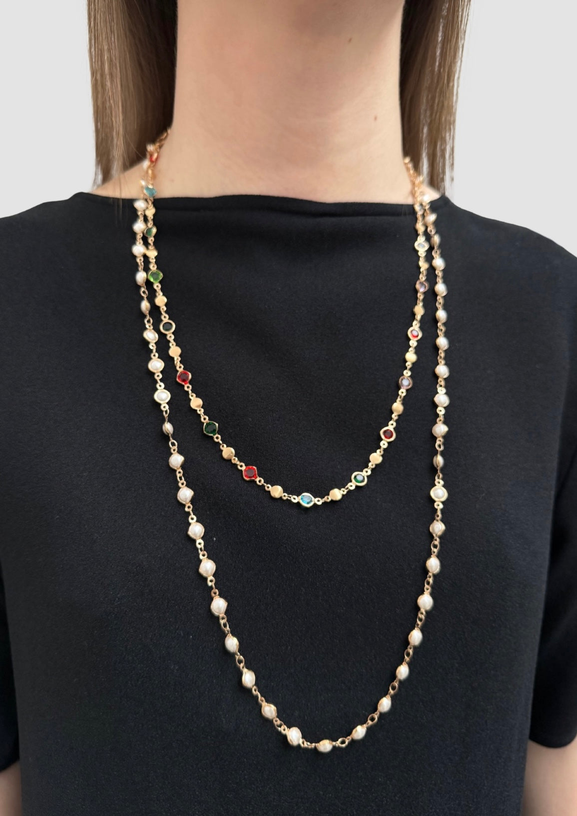 Two chain mixed necklace