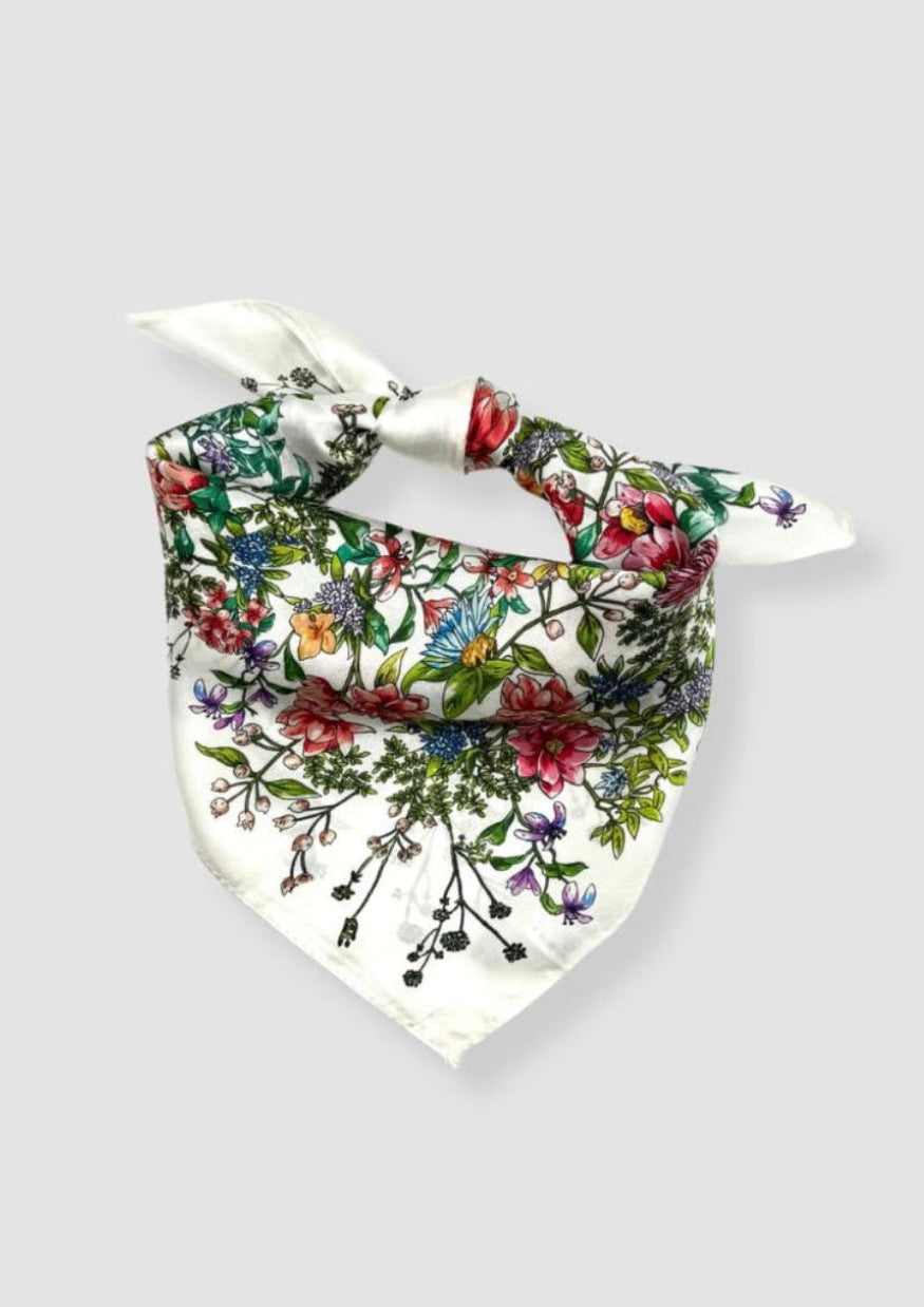 Flower field mini silk scarf