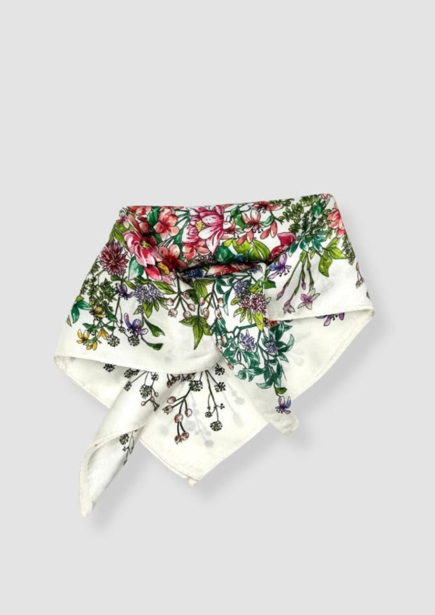 Flower field mini silk scarf