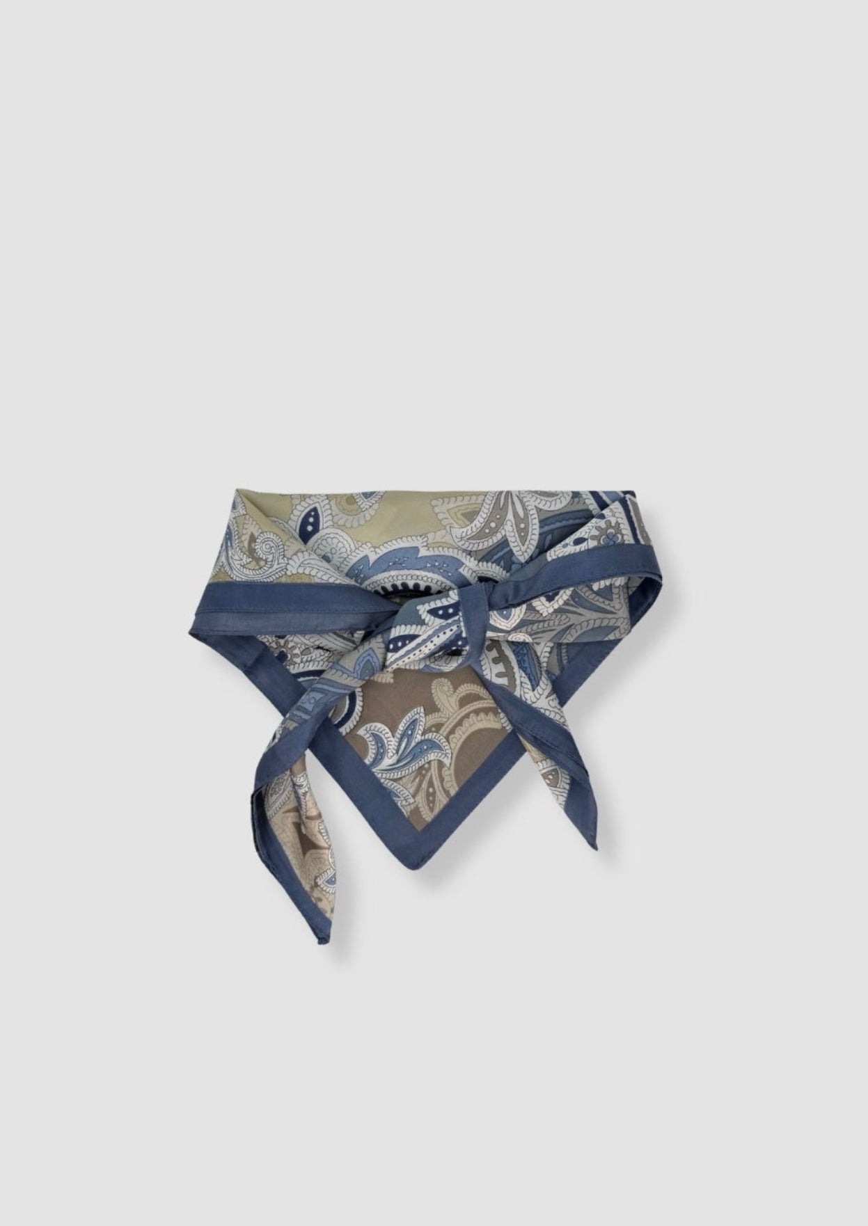 Paisley blue and beige satin scarf