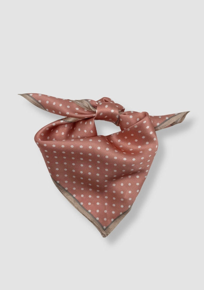 Pink white dots mini silk scarf