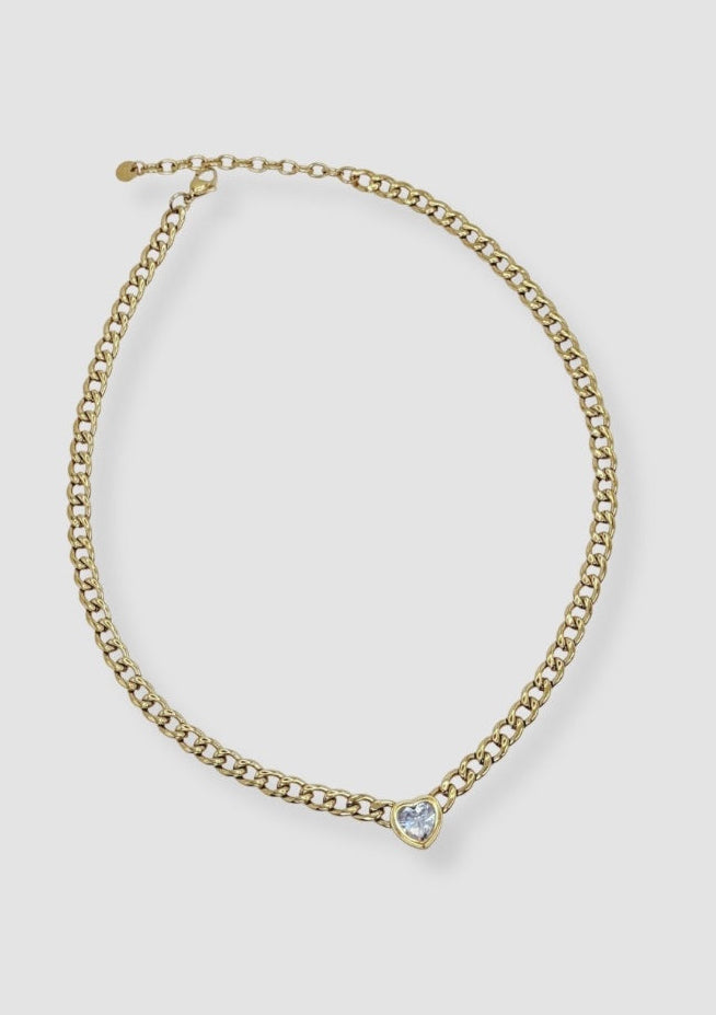 Crystal heart necklace Gold