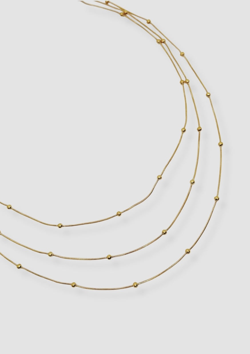 Tripple gold chain necklace Gold