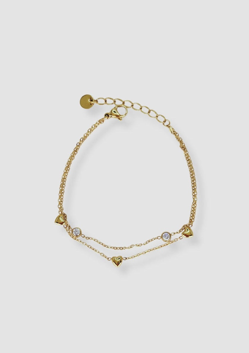 Heart and stones bracelet Gold