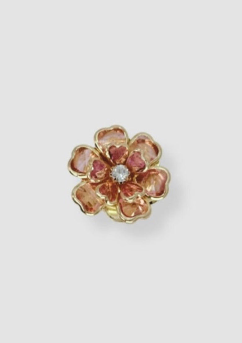 Enamel flower button charm Pink