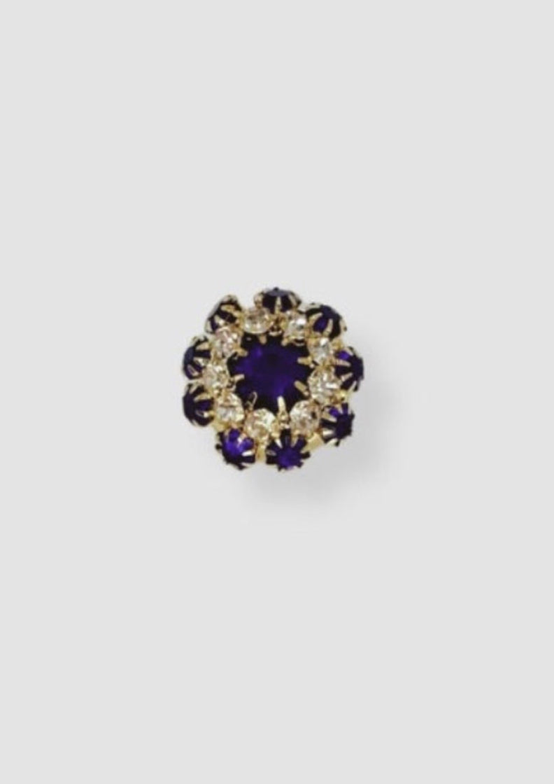 Crystal flower button charm Blue
