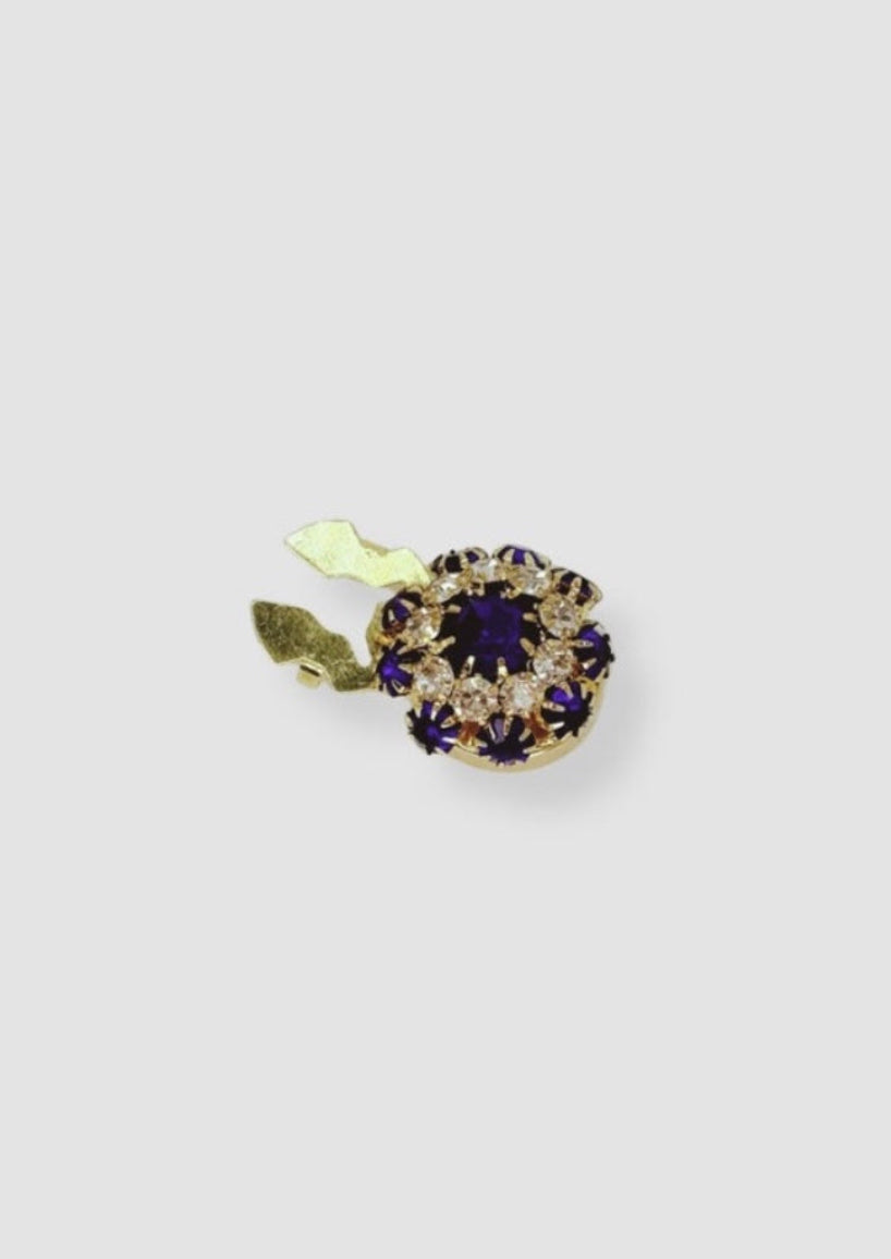 Crystal flower button charm Blue
