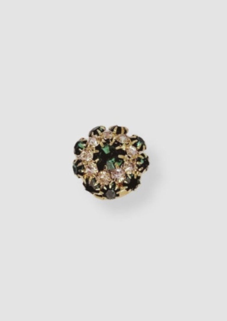 Crystal flower button charm Green