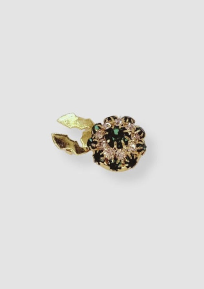 Crystal flower button charm Green