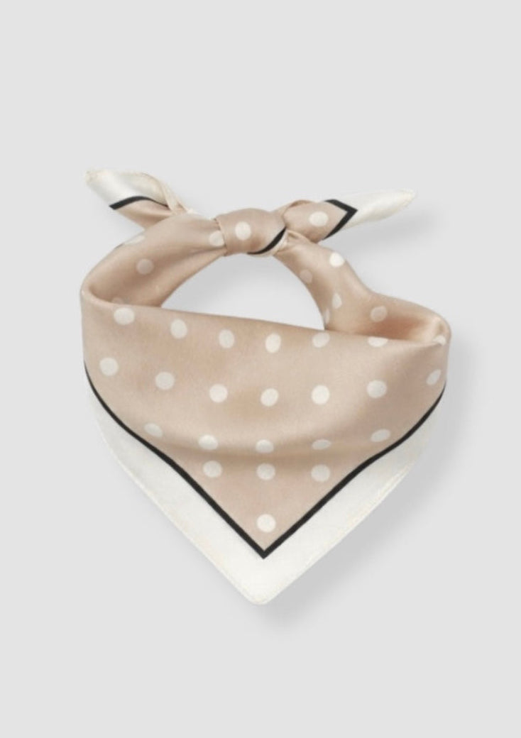 Cream dots mini silk scarf