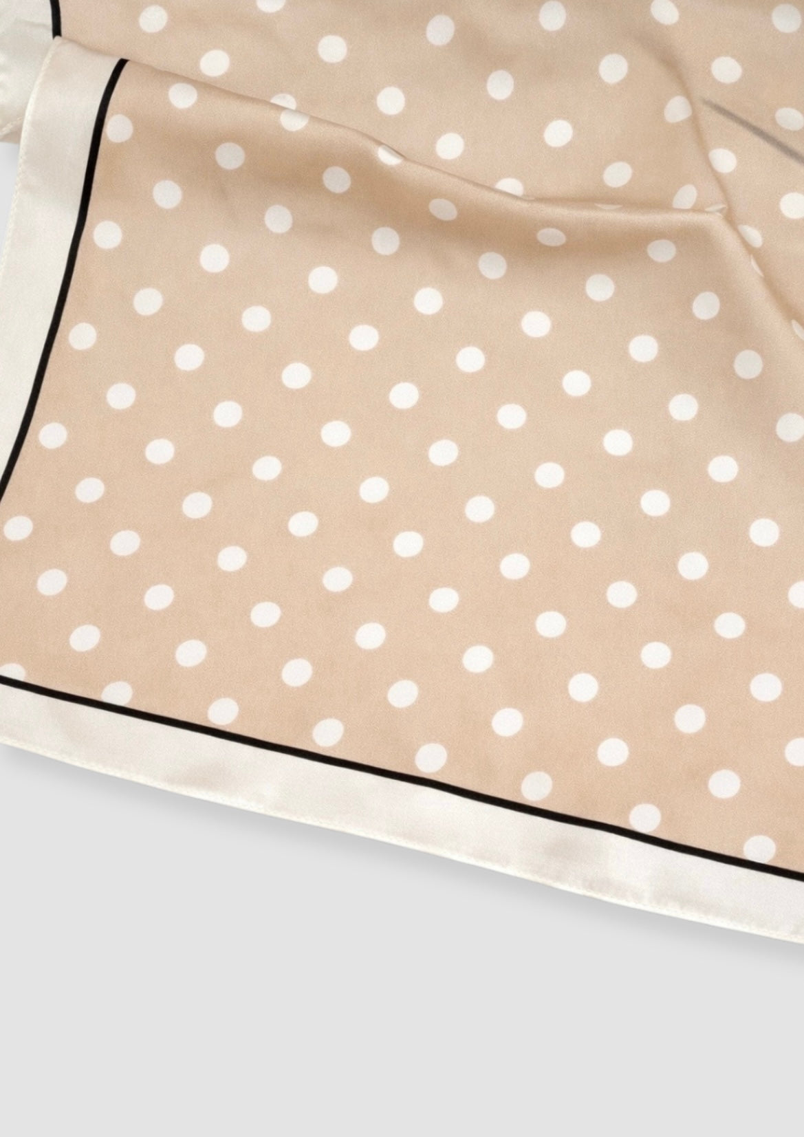 Cream dots mini silk scarf