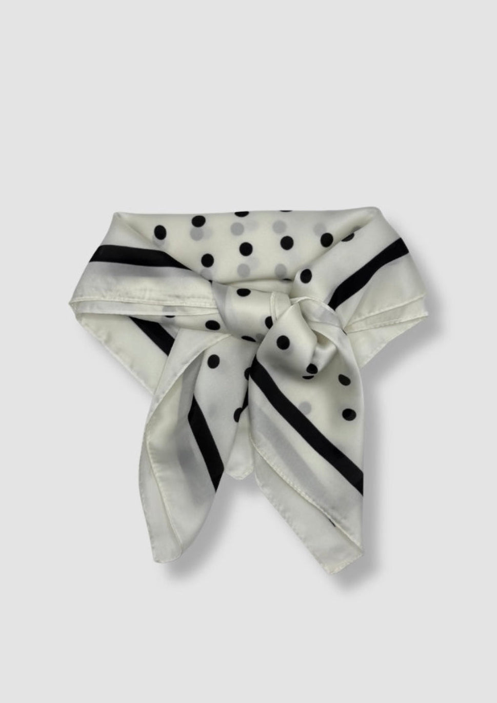 White with black dots satin scarf