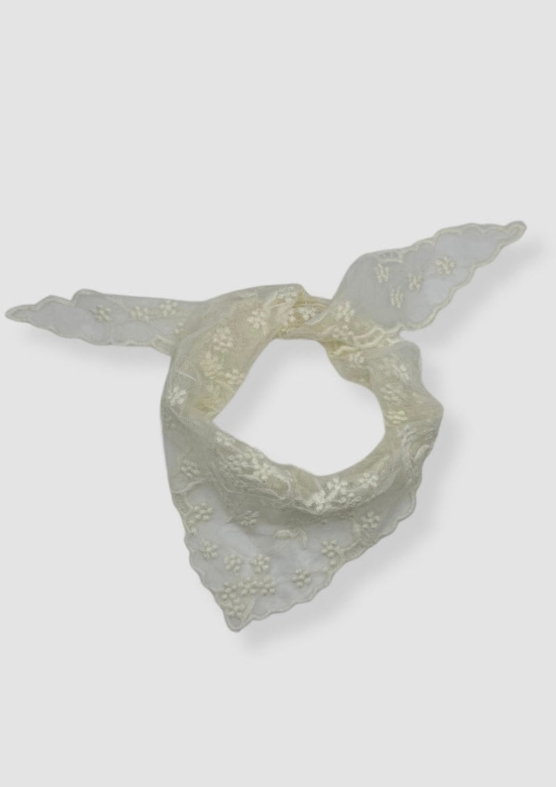 Lace flower scarf Off White