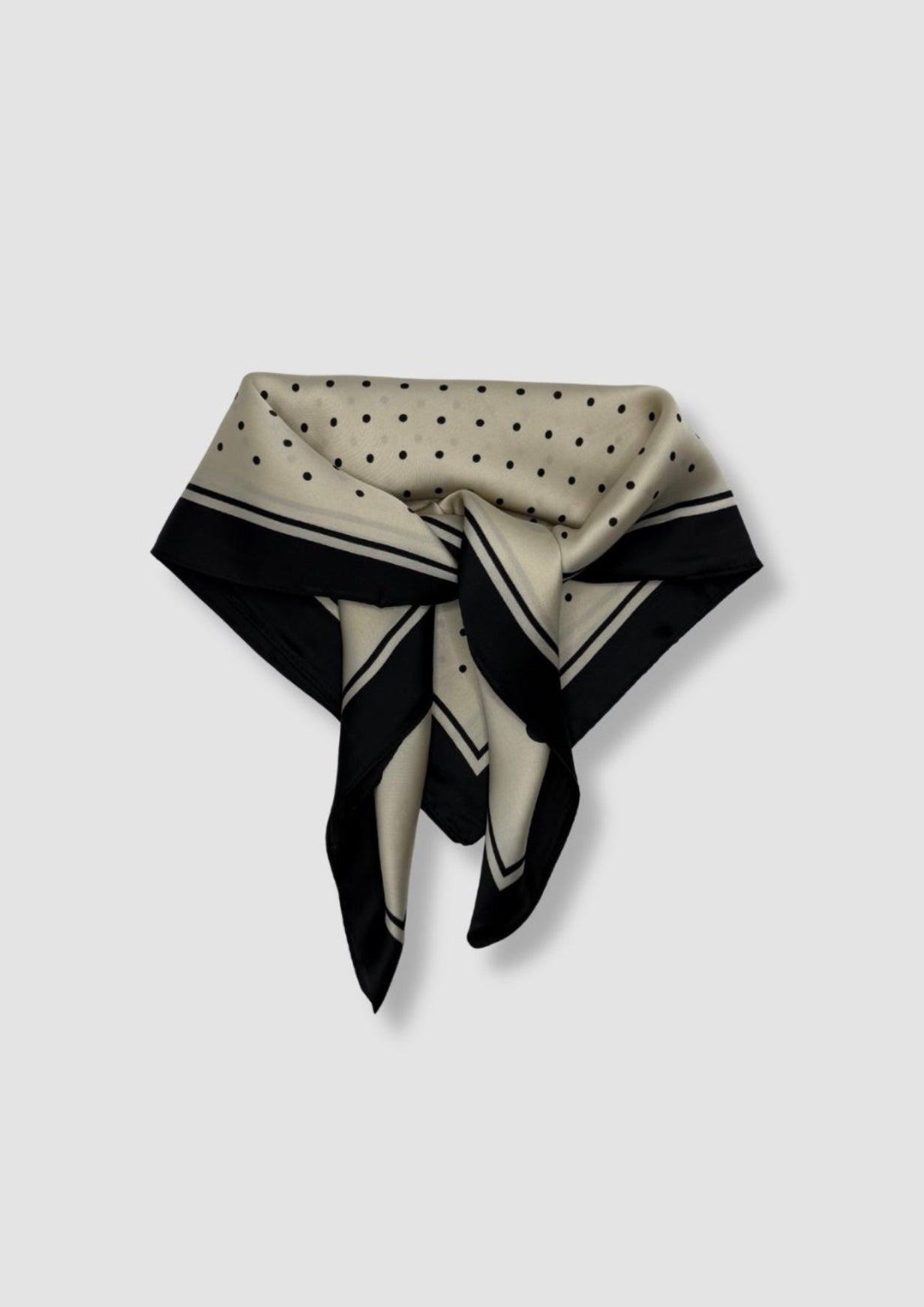 Beige with black dots satin scarf