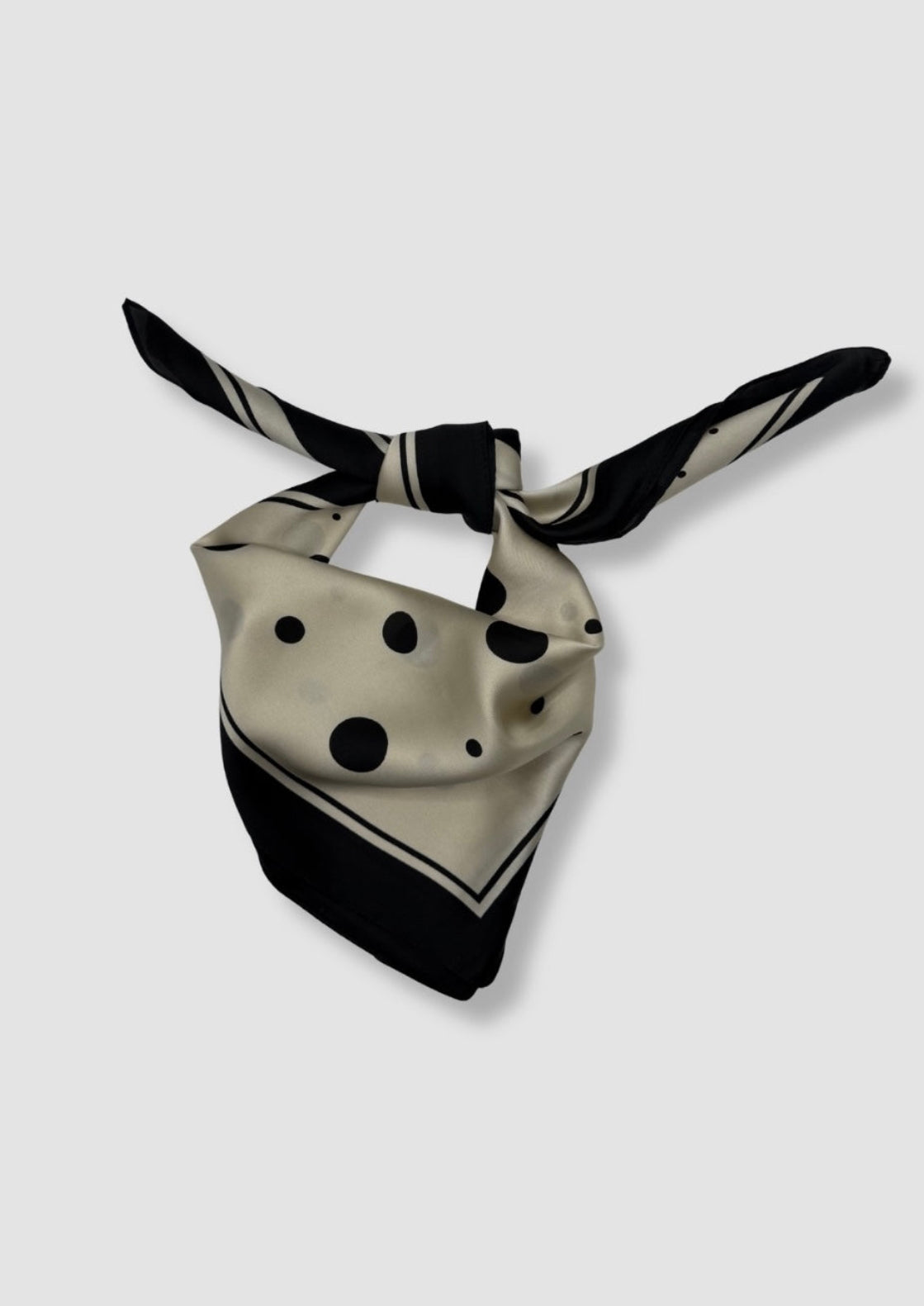 Beige with black dots satin scarf