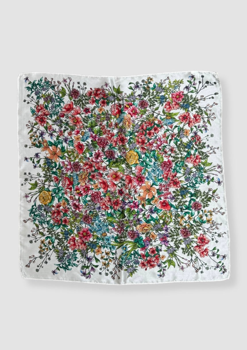 Flower field mini silk scarf