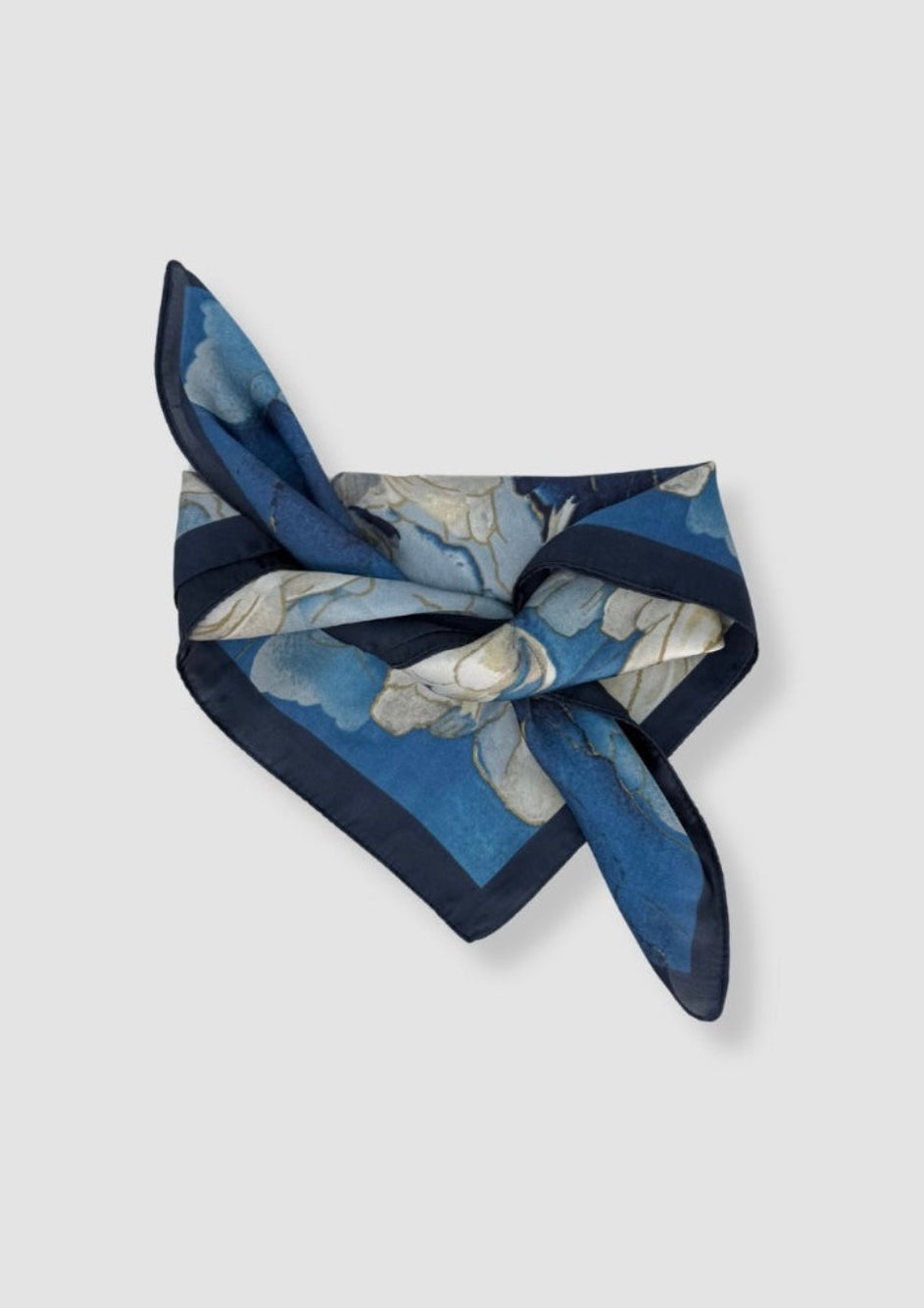Blue flower satin scarf