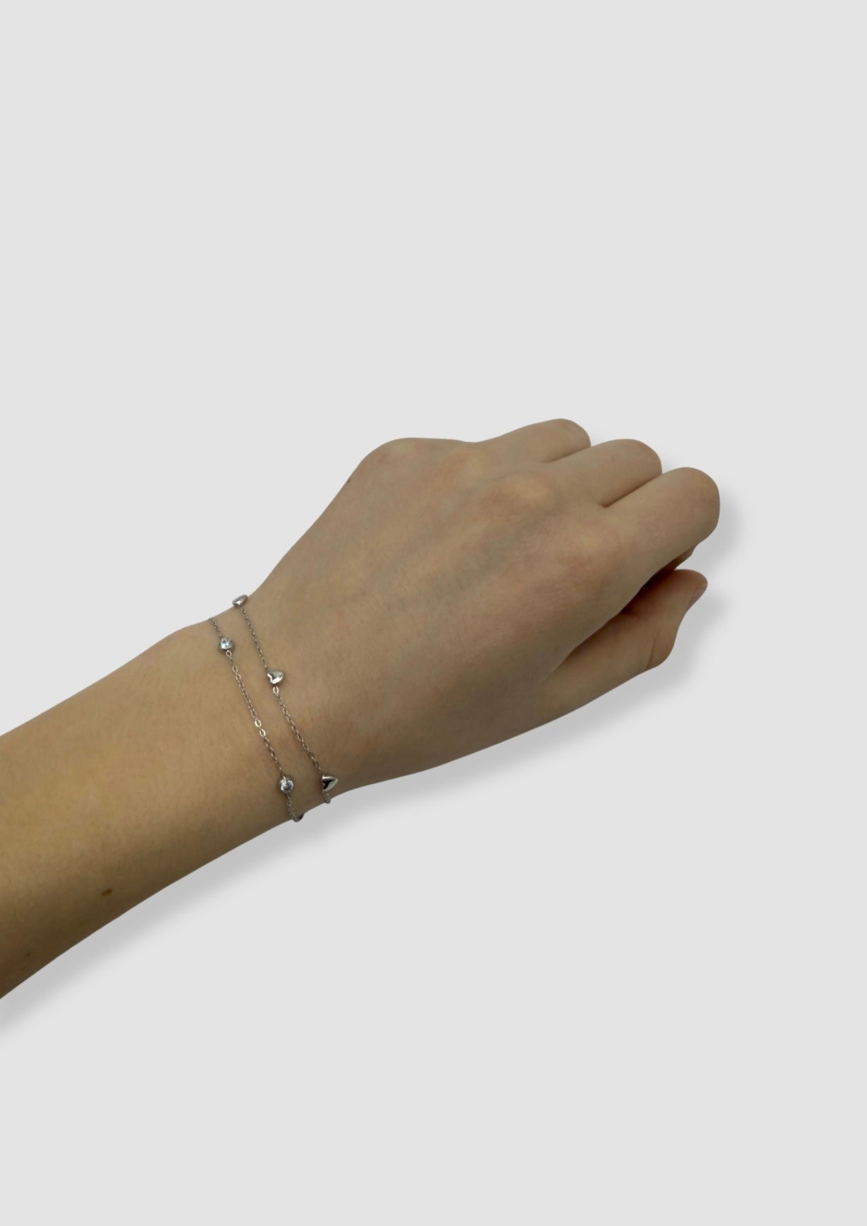 Heart and stones bracelet Silver